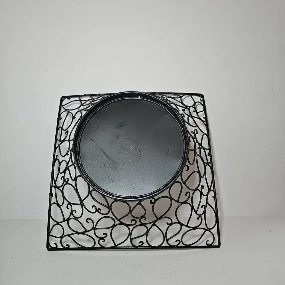 Black Metal Square Wire Fruit Bowl or Decorative Basket